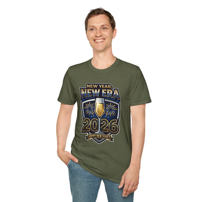New Year 2026 T-Shirt – "New Year, New Era" Champagne & Fireworks Celebration Tee