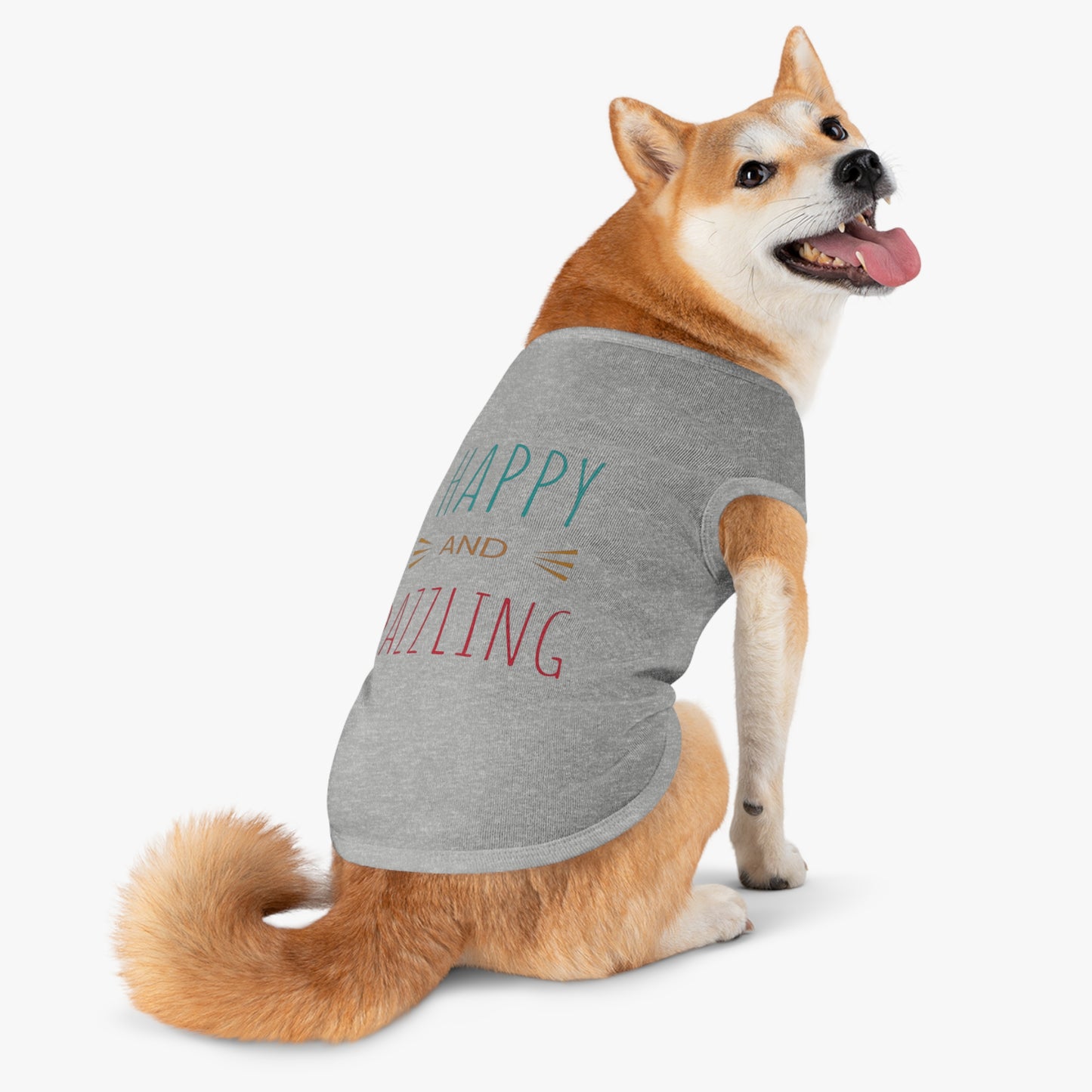 Happy and Dazzling Pet Tank Top — Colorful Graphic Dog Shirt for Everyday Wear