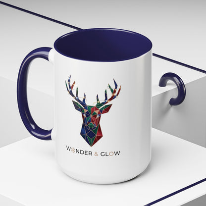 Geometric Stag Accent Coffee Mug — "Wonder & Glow" 11/15oz