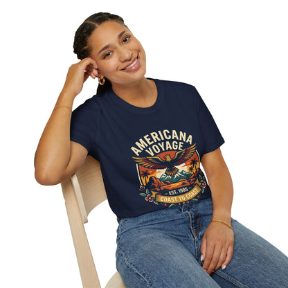 Americana Voyage retro Graphic T-Shirt — Coast to Coast Eagle Sunset
