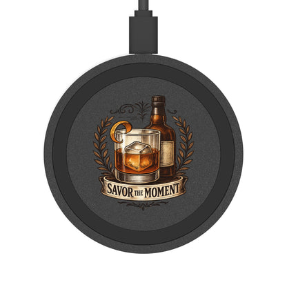 Wireless Charging Pad — "Savor the Moment" Whiskey Glass Design (free shipping)