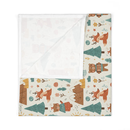 BoHo Woodland creatures camping - Baby Swaddle Blanket