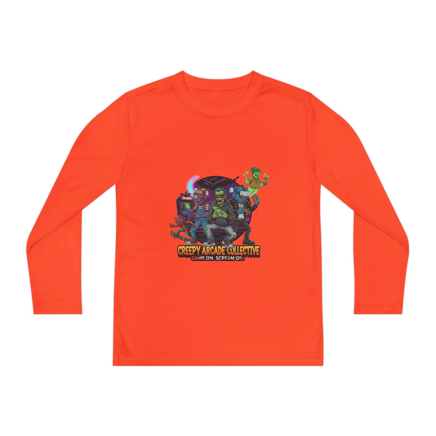 Youth boys Creepy Arcade Collecting Youth Long Sleeve Tee, Kids Gamer Shirt, Halloween Costume, Teen Casual Wear, Fantasy T-Shirt