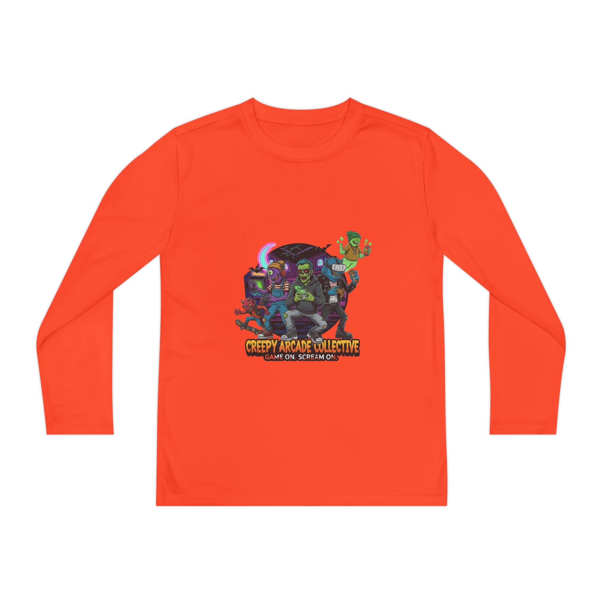 Creepy Arcade Collecting Youth Long Sleeve Tee, Kids Gamer Shirt, Halloween Costume, Teen Casual Wear, Fantasy T-Shirt
