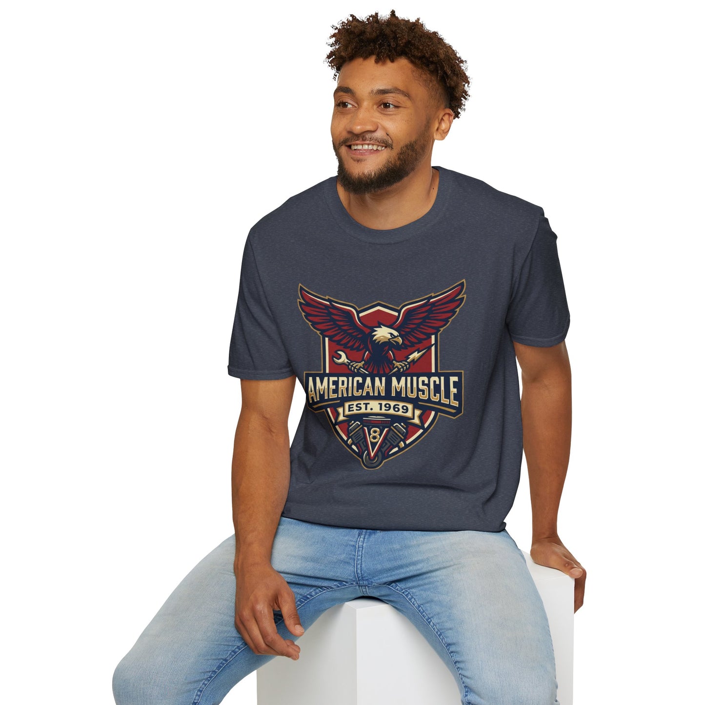 American Muscle Eagle T-Shirt — Vintage V8 Car Lover Tee