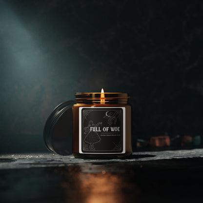Dark Vibes Scented Soy Candle, Full of Woe Amber Jar, Relaxation Gift, Home Decor, Mood Lighting, Bath and Spa