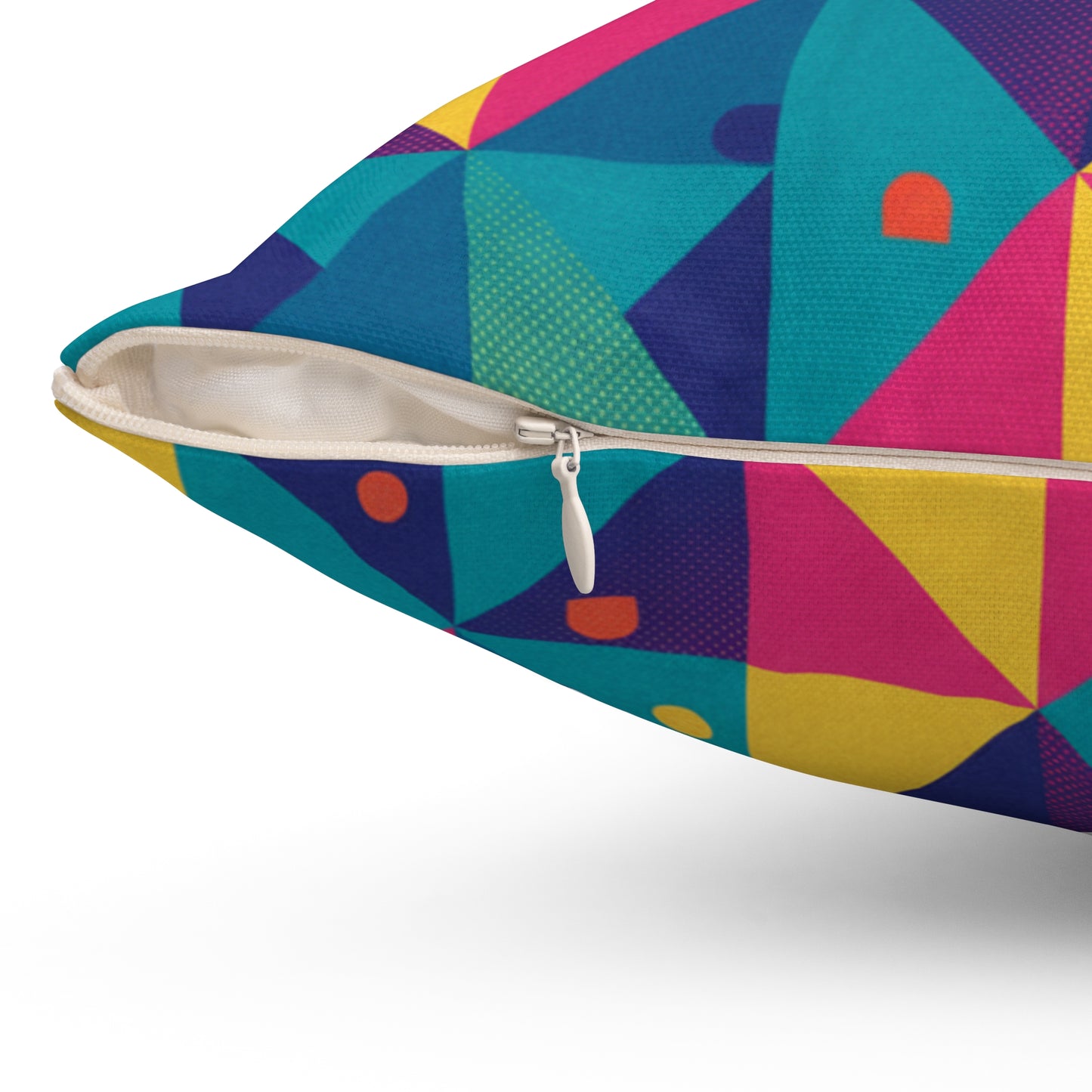 Retro Geometric Color-block Throw Pillow — Bright Retro Triangle Pattern (free shipping)