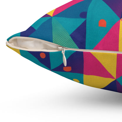 Retro Geometric Color-block Throw Pillow — Bright Retro Triangle Pattern (free shipping)