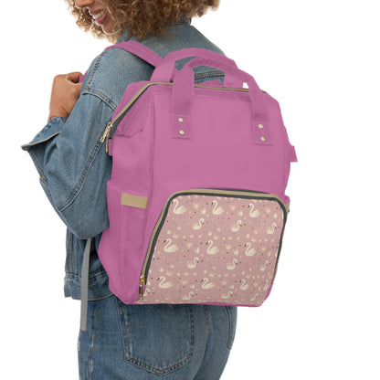 Pink Swan Diaper Backpack – Multifunctional Baby Changing Bag