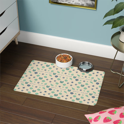 Beach themed cat and dog Pet Food Mat (12x18)