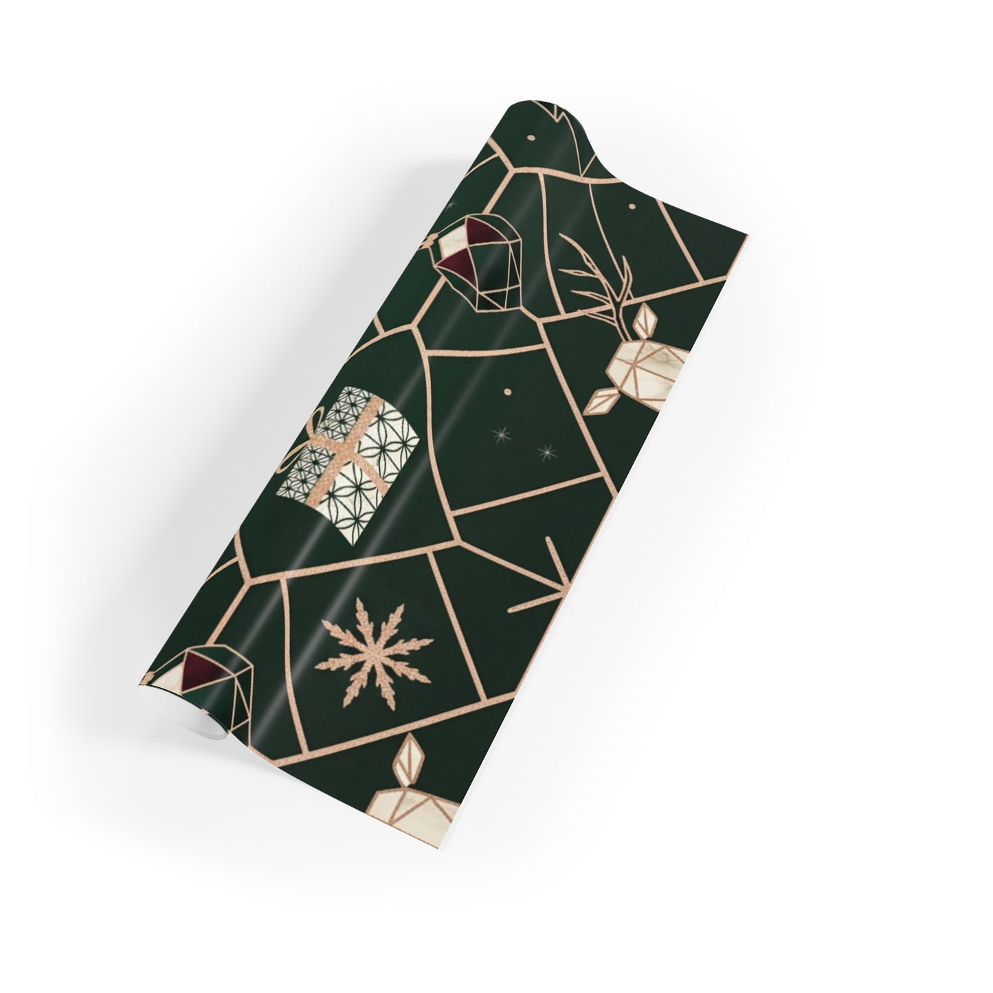 Elegant Holiday Gift Wrapping Paper Roll - Festive Design with Trees and Ornaments