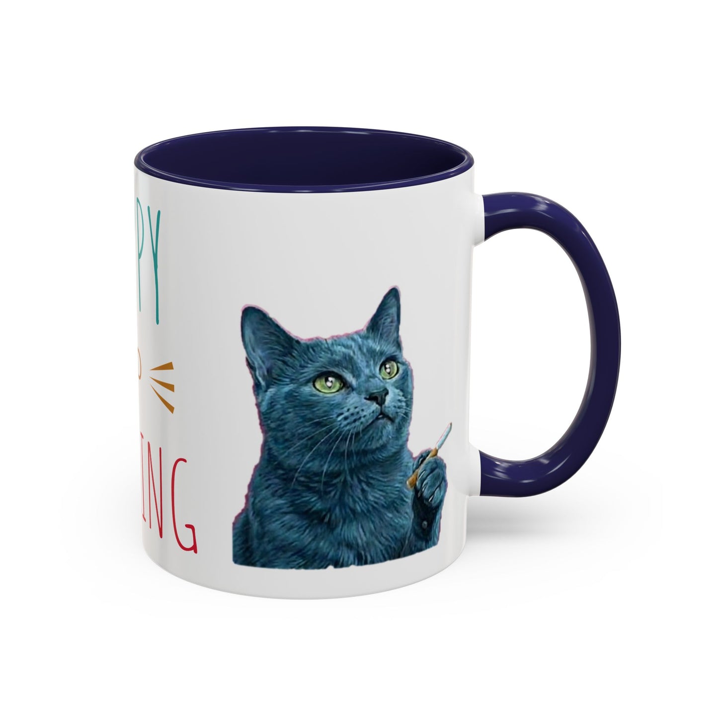 Happy and dazzling smoking cat Coffee Mug — "Happy and Dazzling" Cat Accent Mug (11/15oz) (free shipping)