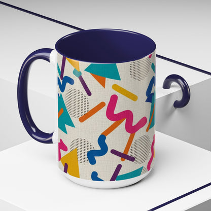 Retro Memphis Pattern Coffee Mug — 11/15oz Accent Ceramic Mug