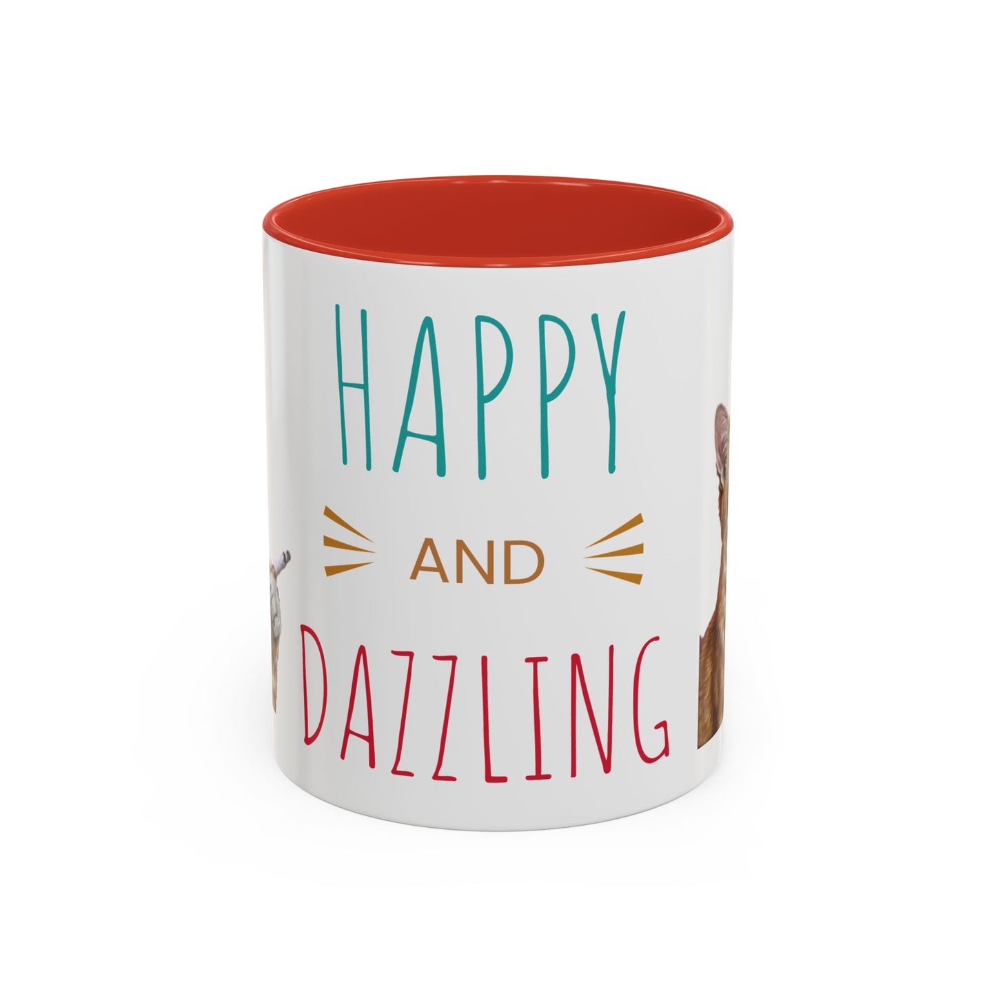 Happy and Dazzling Smoking Cat Coffee Mug — Cute Ginger Cat Accent Mug (11/15oz) (free shipping)