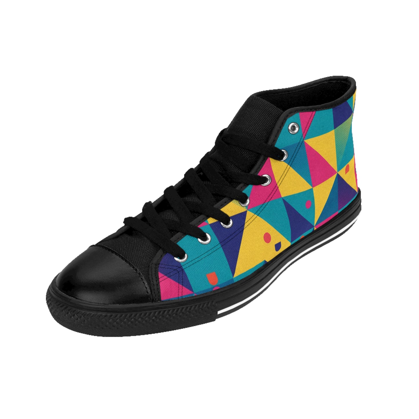 Men's Retro  Geometric Color-Block High-Top Sneakers — Men's Retro Triangle Pattern (free shipping)