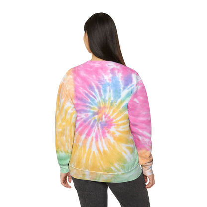 Cute Split Cat Tie-Dye Sweatshirt — Blue & Yellow Cat Graphic Crewneck