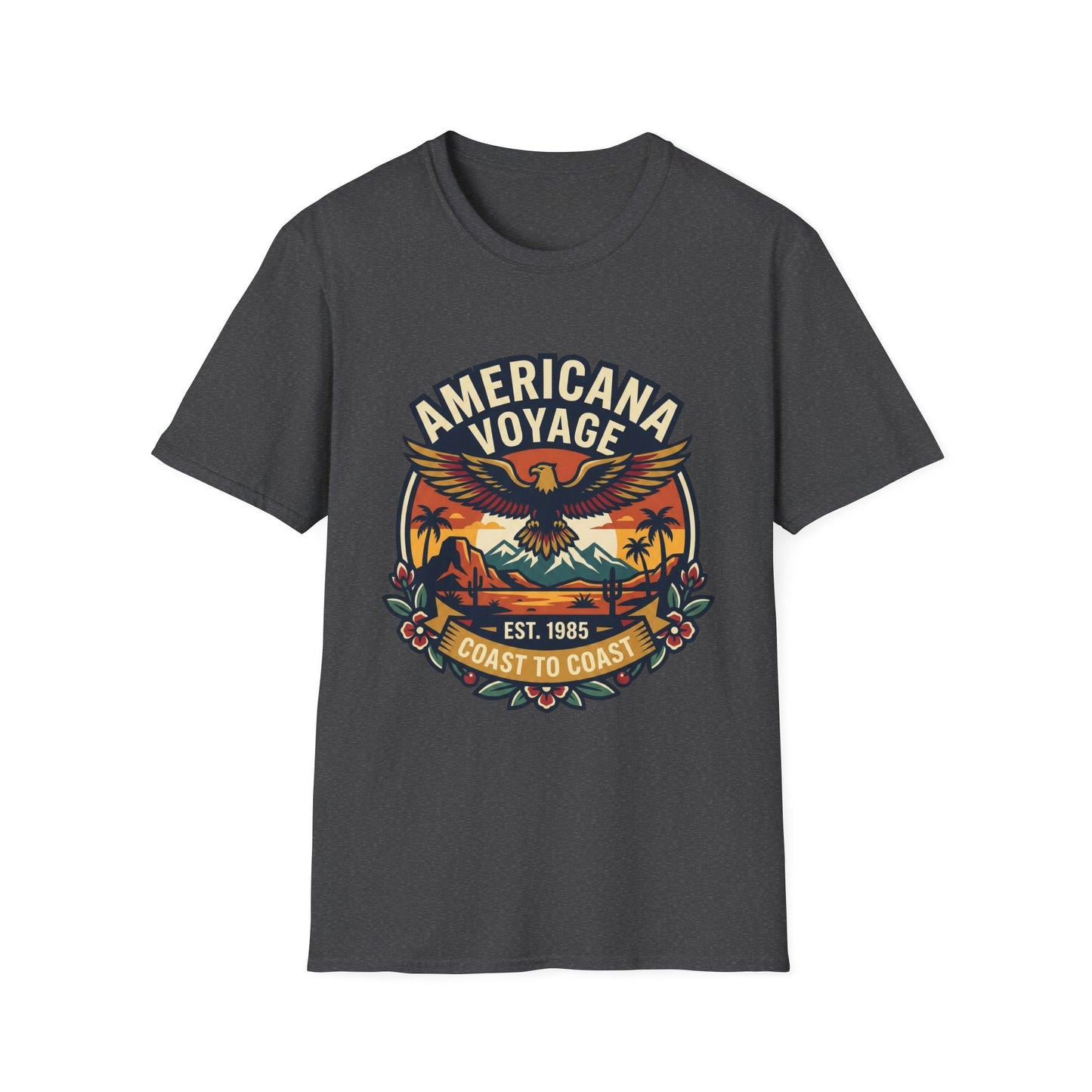 Americana Voyage retro Graphic T-Shirt — Coast to Coast Eagle Sunset