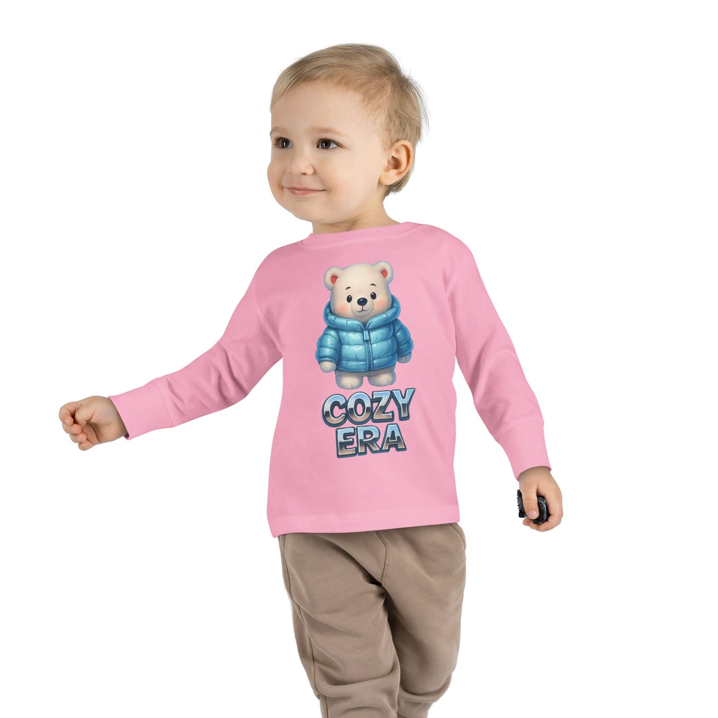 Cozy Era Toddler Long Sleeve Tee — Cute Bear in Puffer Jacket