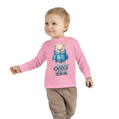 Cozy Era Toddler Long Sleeve Tee — Cute Bear in Puffer Jacket