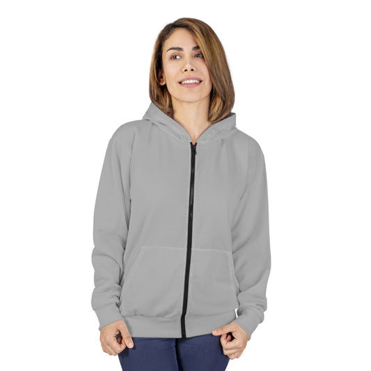 Women’s Cozy light gray Zip Hoodie - All-Over Print Design for Everyday Comfort
