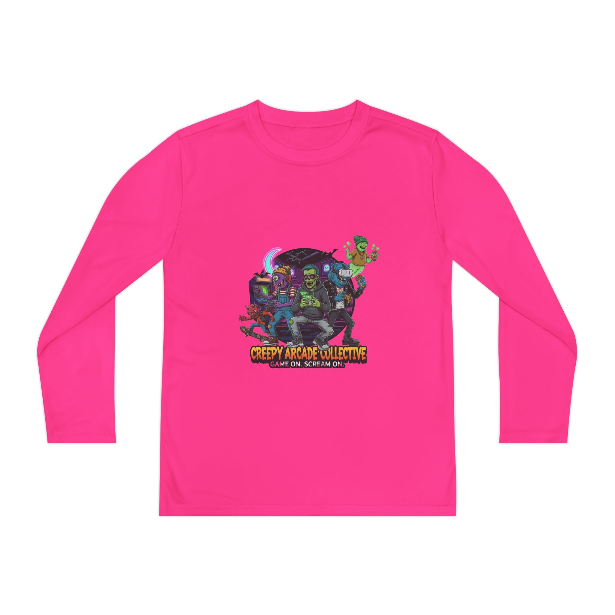 Creepy Arcade Collecting Youth Long Sleeve Tee, Kids Gamer Shirt, Halloween Costume, Teen Casual Wear, Fantasy T-Shirt