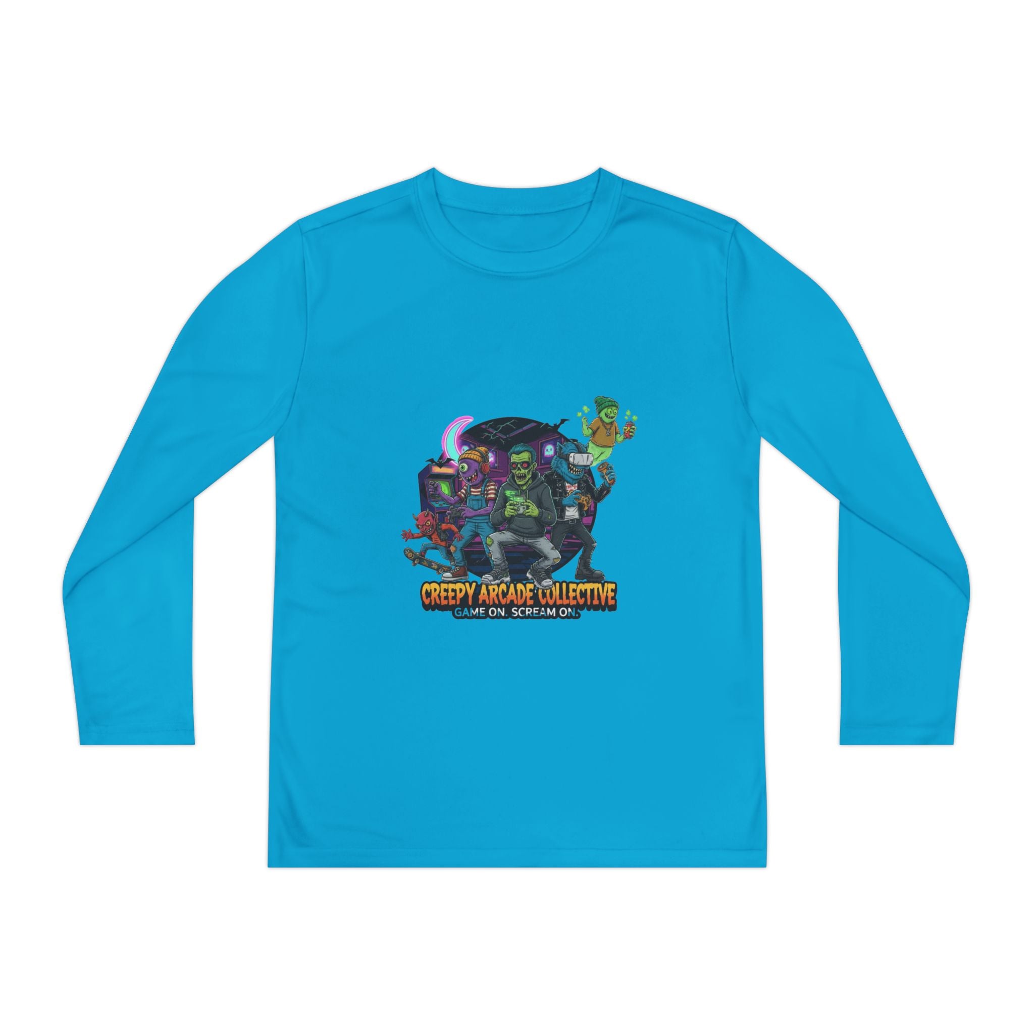 Creepy Arcade Collecting Youth Long Sleeve Tee, Kids Gamer Shirt, Halloween Costume, Teen Casual Wear, Fantasy T-Shirt