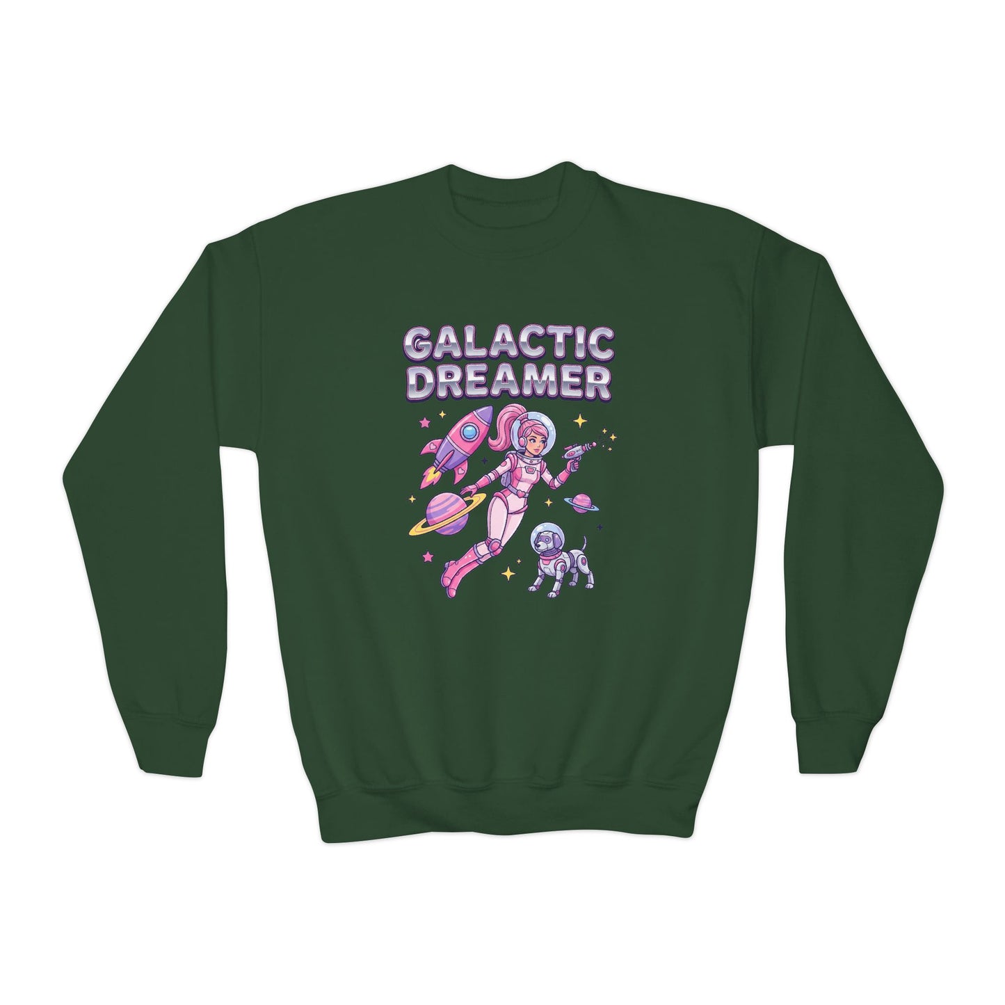 Youth Sweatshirt — "Galactic Dreamer" Astronaut Mermaid Crewneck