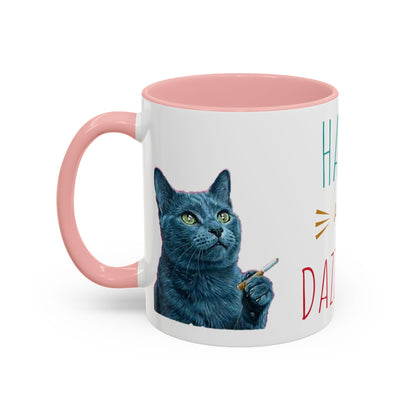 Happy and dazzling smoking cat Coffee Mug — "Happy and Dazzling" Cat Accent Mug (11/15oz) (free shipping)