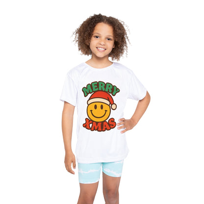 Kids Jersey — Merry Xmas Smiley Santa Holiday Tee