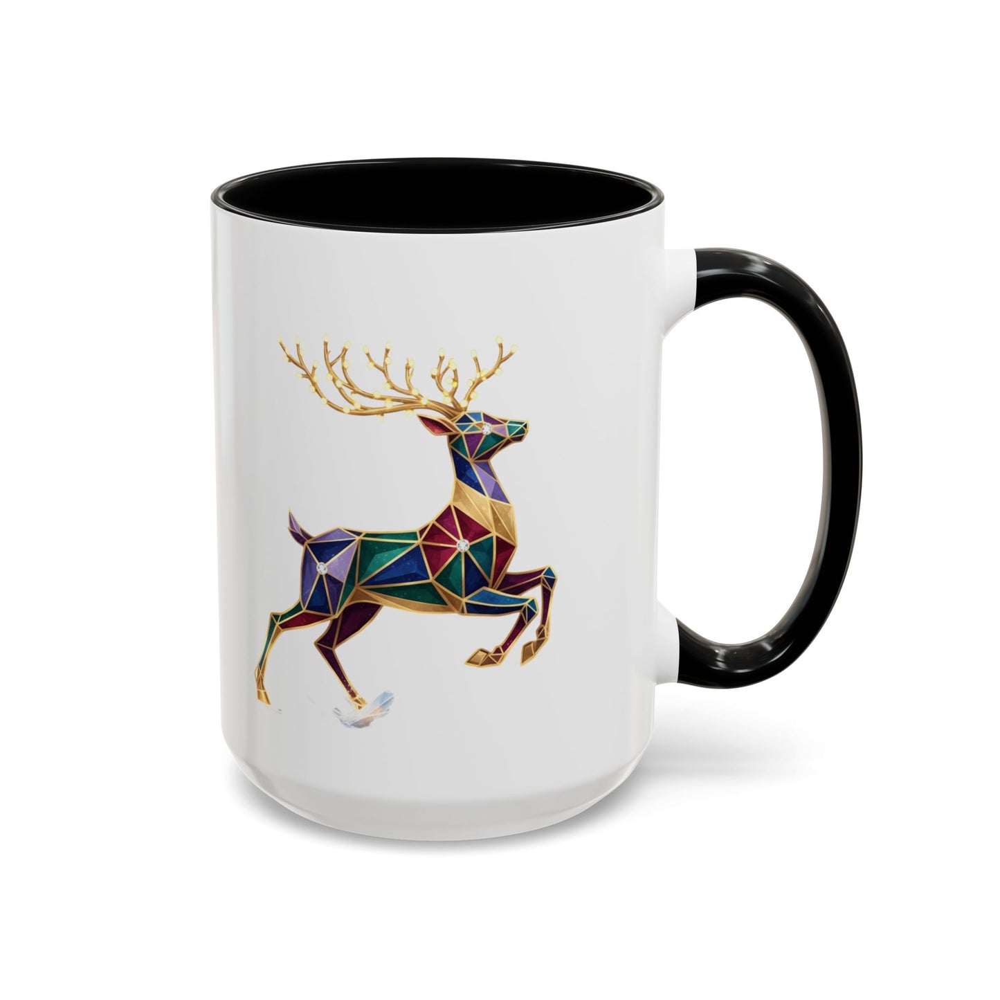 Geometric Rainbow Reindeer Accent Coffee Mug (11/15 oz)