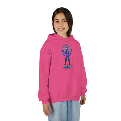 Youth Hoodie — Neon k-Pops Gamer Girl Graphic “Pixel Pal” Streetwear