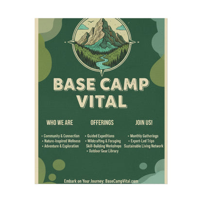 Base Camp Vital Nature-Inspired Rolled Posters for Adventure Lovers, Wall Decor for Outdoor Enthusiasts, Eco-Friendly Art, Mountain Decor, Camp Vibes