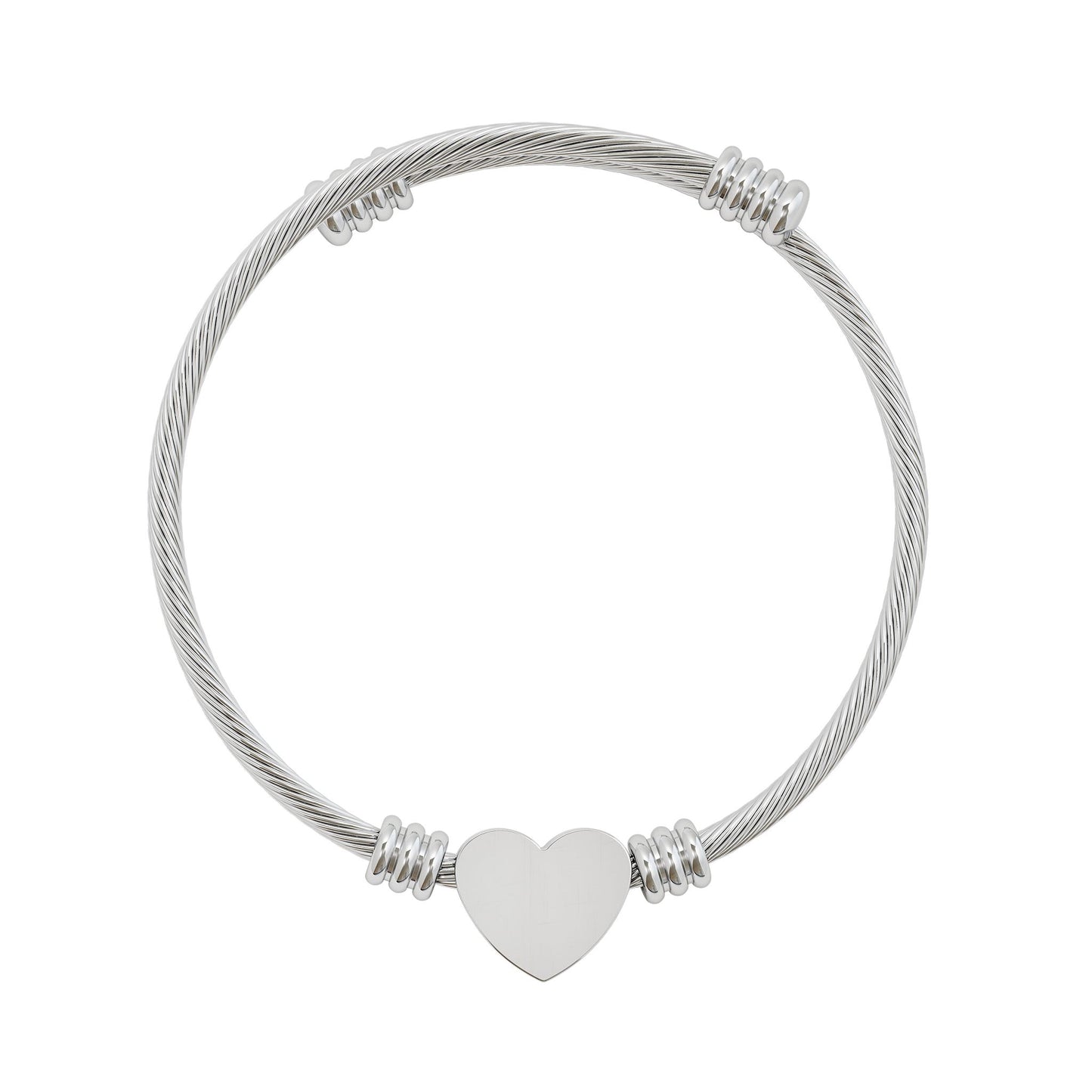 Heart Cuff Bracelet —  Silver Heart Bangle Gift