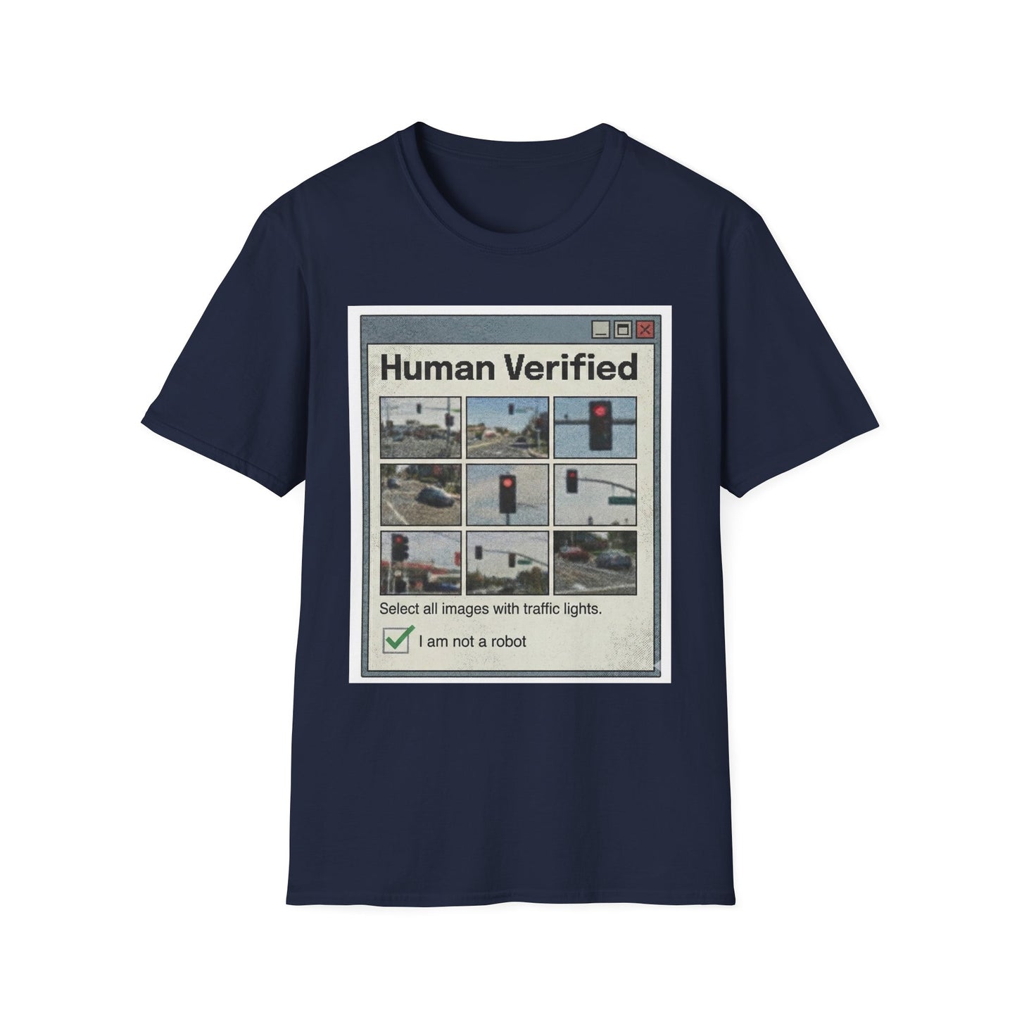 Human Verified T-Shirt – CAPTCHA Traffic Light Graphic Shirt