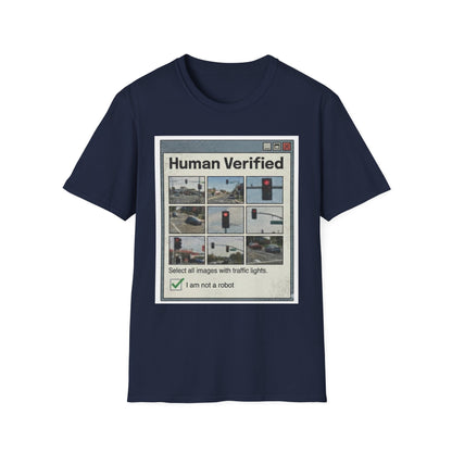 Human Verified T-Shirt – CAPTCHA Traffic Light Graphic Shirt