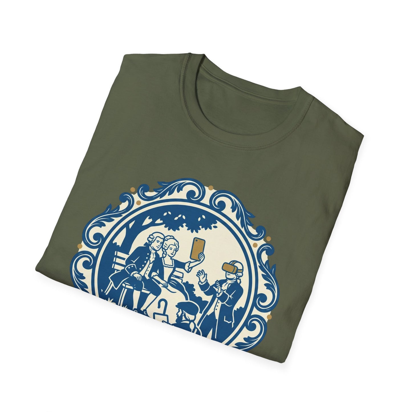 Vintage Blue Rococo Smartphone Toile -  T-Shirt