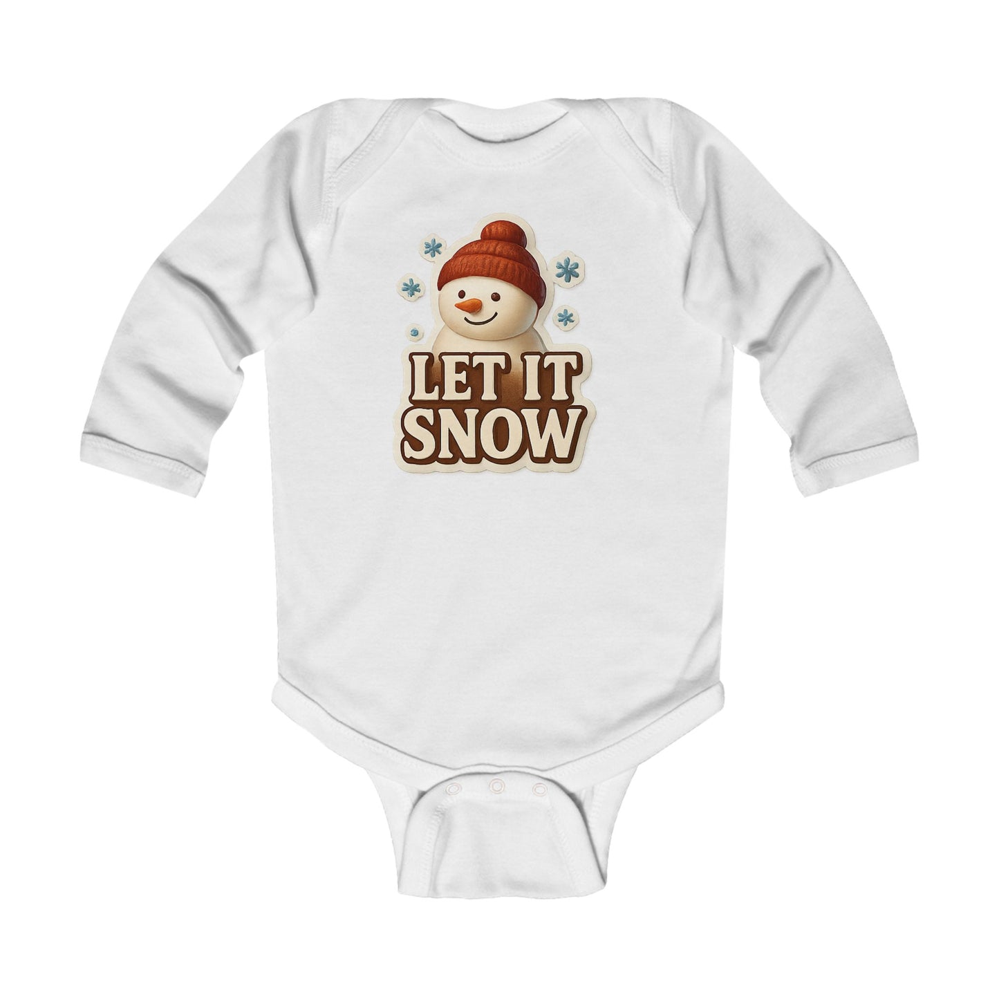 Infant Bodysuit — 'Let It Snow' Snowman Long-Sleeve Baby Onesie (Holiday Winter)