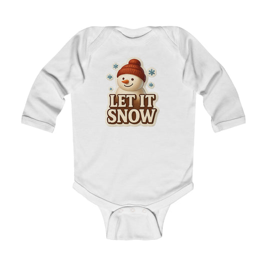 Infant Bodysuit — 'Let It Snow' Snowman Long-Sleeve Baby Onesie (Holiday Winter)