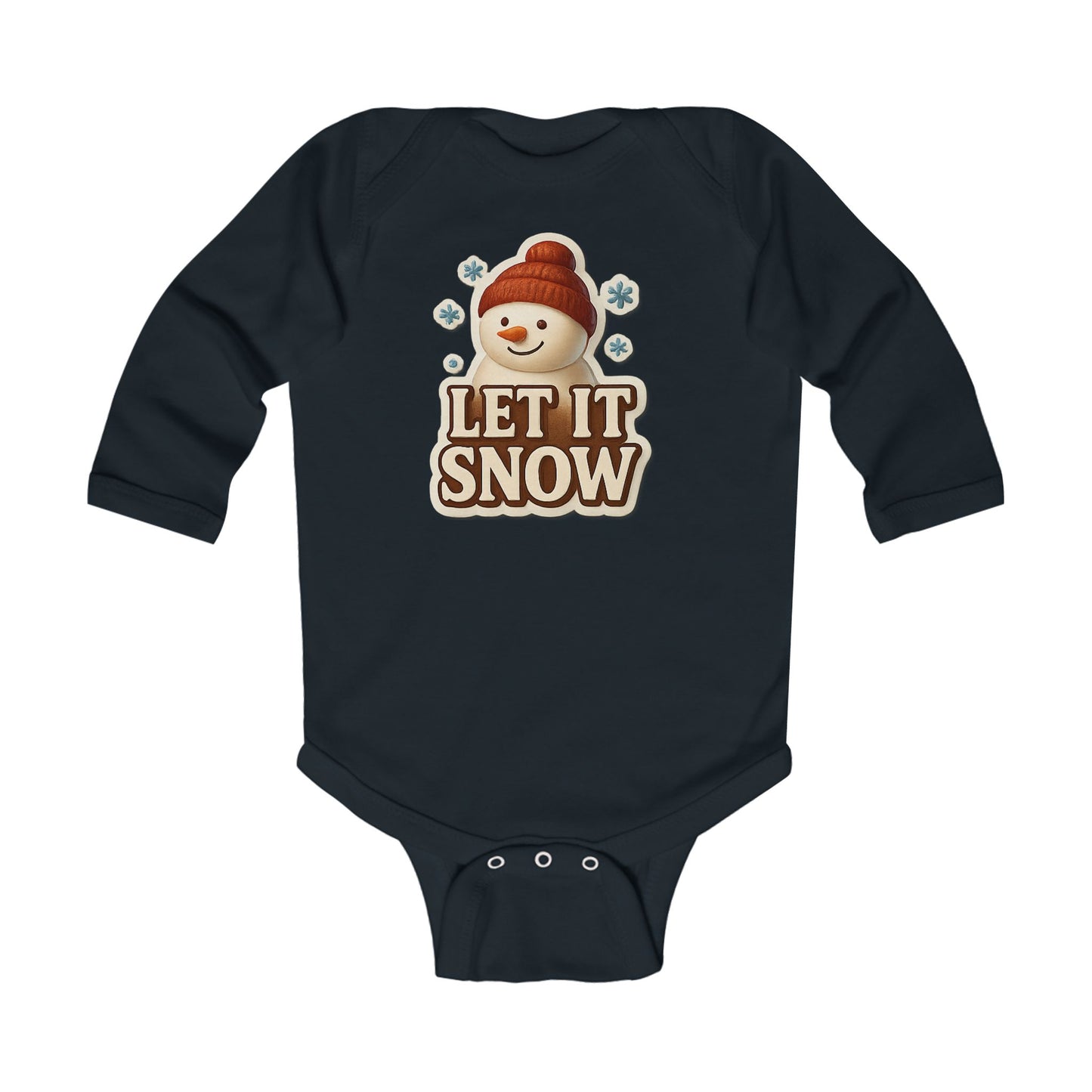 Infant Bodysuit — 'Let It Snow' Snowman Long-Sleeve Baby Onesie (Holiday Winter)