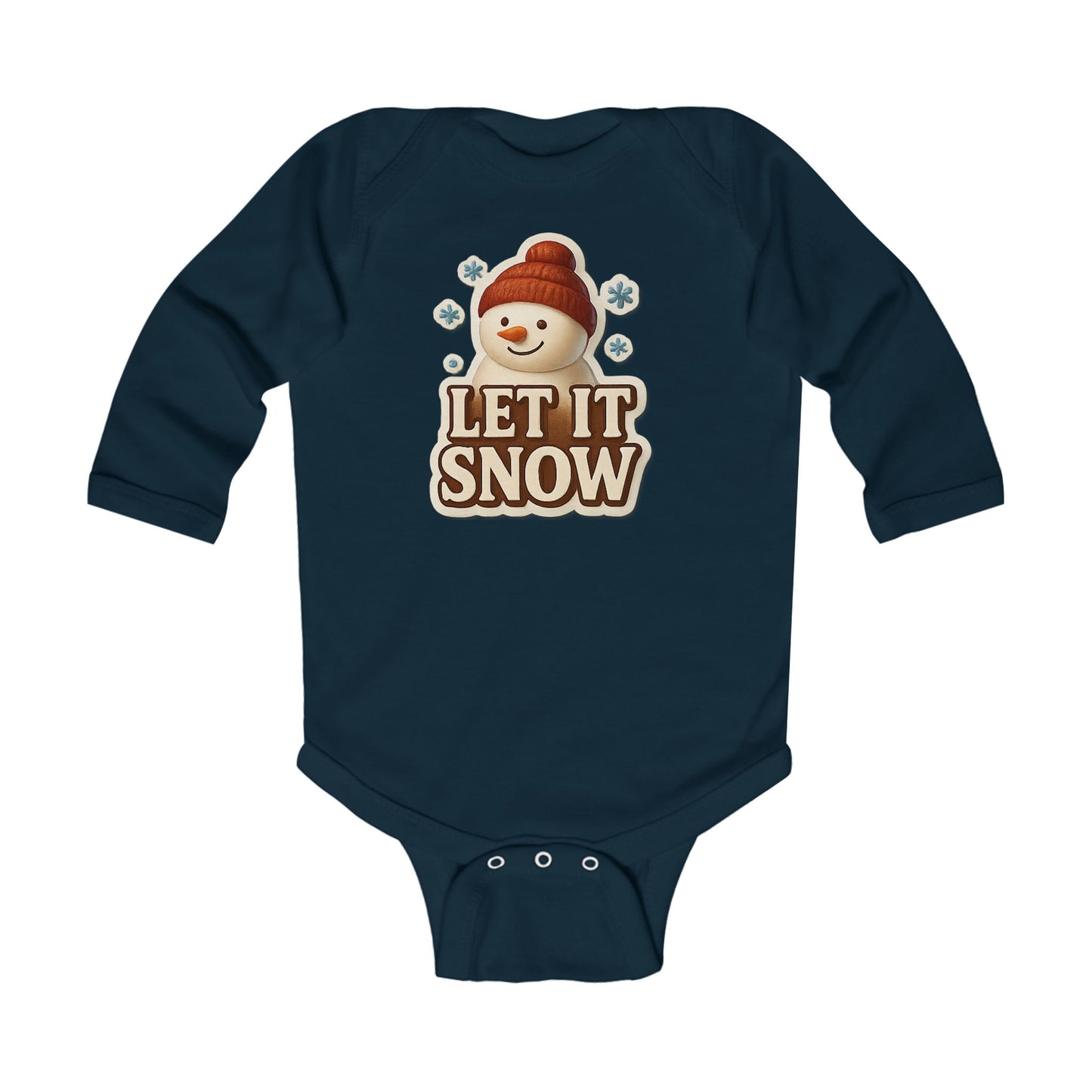 Infant Bodysuit — 'Let It Snow' Snowman Long-Sleeve Baby Onesie (Holiday Winter)