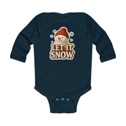Infant Bodysuit — 'Let It Snow' Snowman Long-Sleeve Baby Onesie (Holiday Winter)