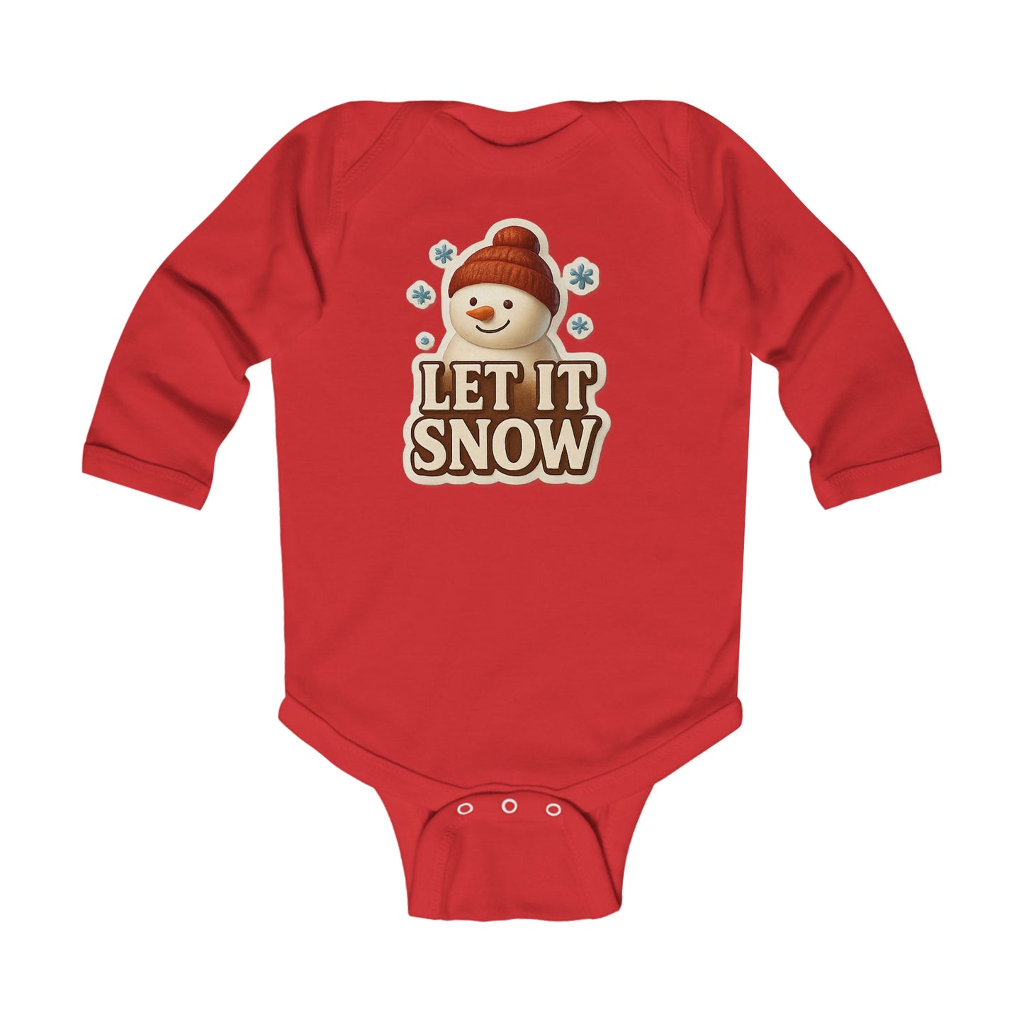 Infant Bodysuit — 'Let It Snow' Snowman Long-Sleeve Baby Onesie (Holiday Winter)