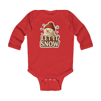 Infant Bodysuit — 'Let It Snow' Snowman Long-Sleeve Baby Onesie (Holiday Winter)