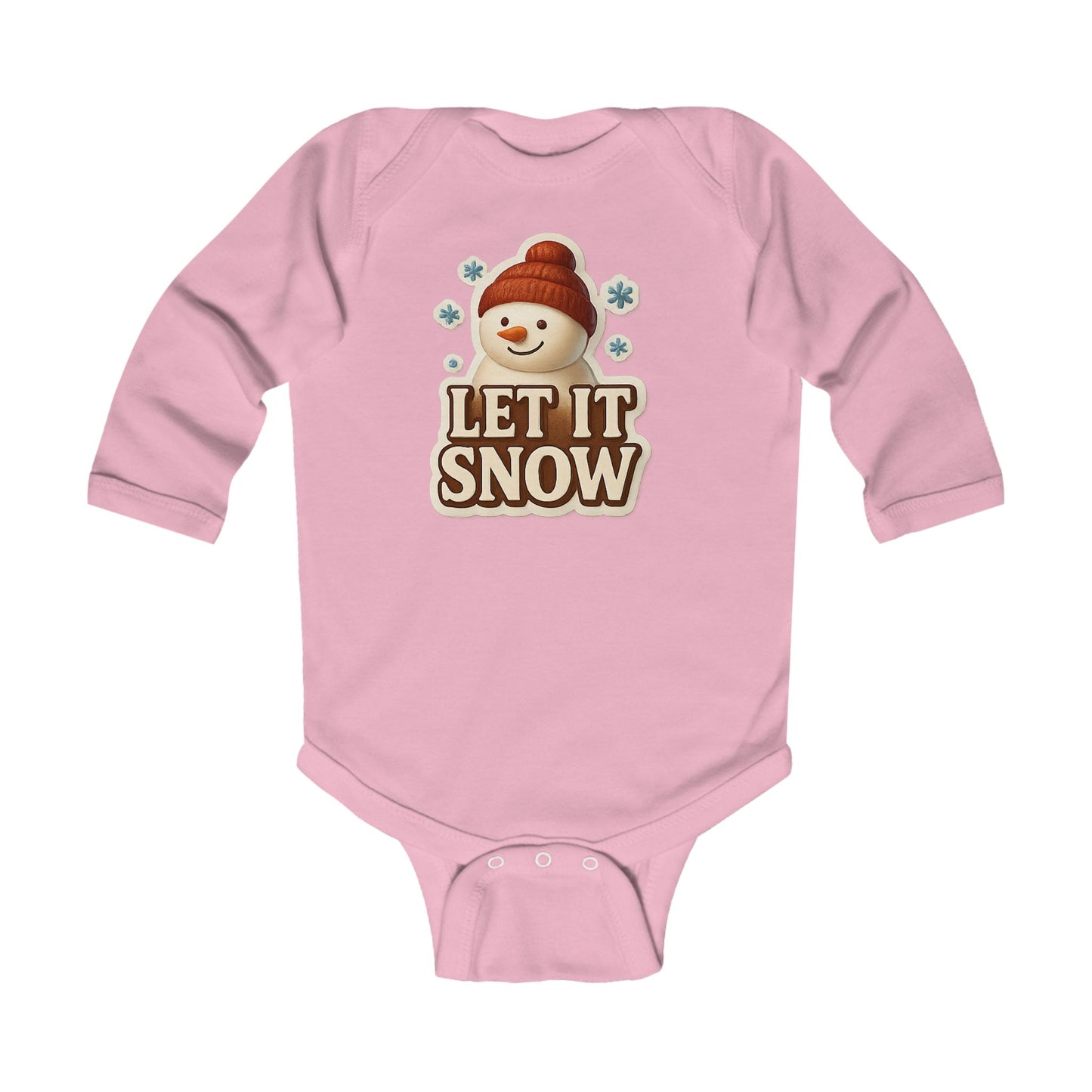 Infant Bodysuit — 'Let It Snow' Snowman Long-Sleeve Baby Onesie (Holiday Winter)