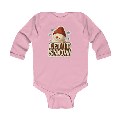 Infant Bodysuit — 'Let It Snow' Snowman Long-Sleeve Baby Onesie (Holiday Winter)