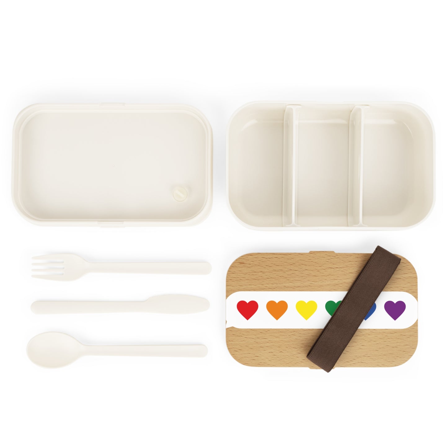 Rainbow Hearts Bento Lunch Box - Eco-Friendly Meal Prep Container