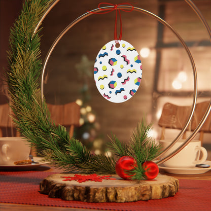 Memphis Geometric Metal Ornament — 80s Retro Bell Decoration