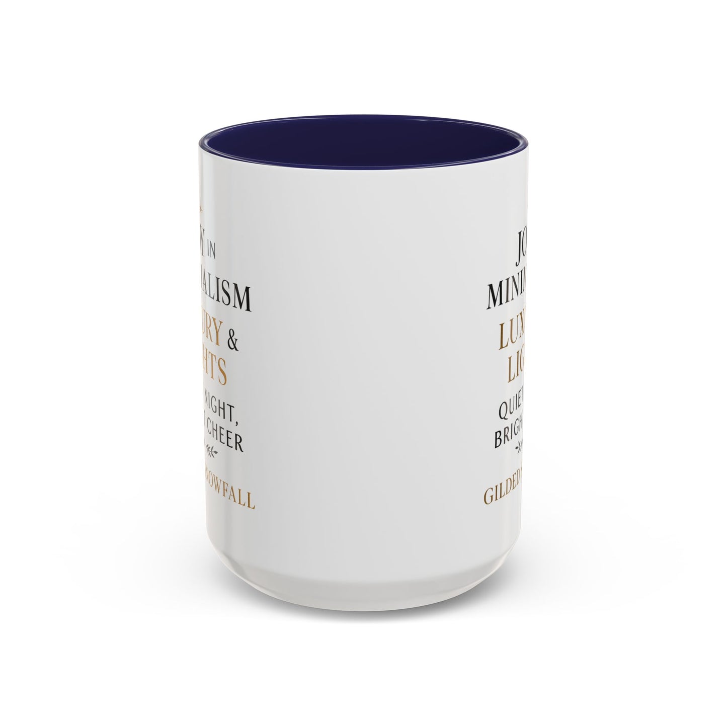 Joy in Minimalism Luxury & Lights Coffee Mug — Holiday Gilded Snowfall Design (11/15oz)