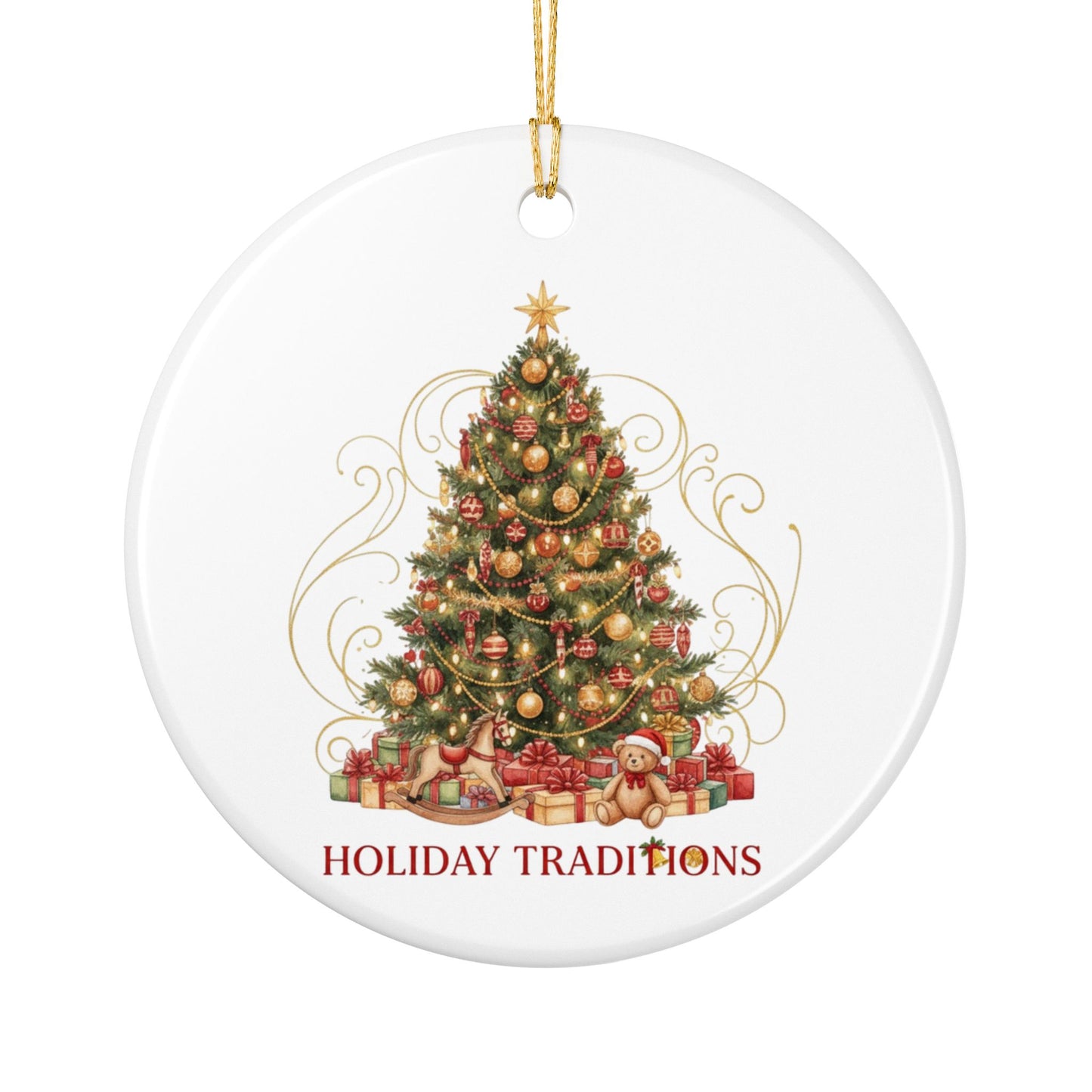 Holiday Traditions Ceramic Ornament - Christmas Tree Decoration