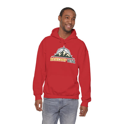 Base Camp Vital Outdoor Fleece Hoodie | Mountain Compass Graphic Pullover | 50/50 Midweight Trail Hoodie  Vital Hoodie  (free shipping)